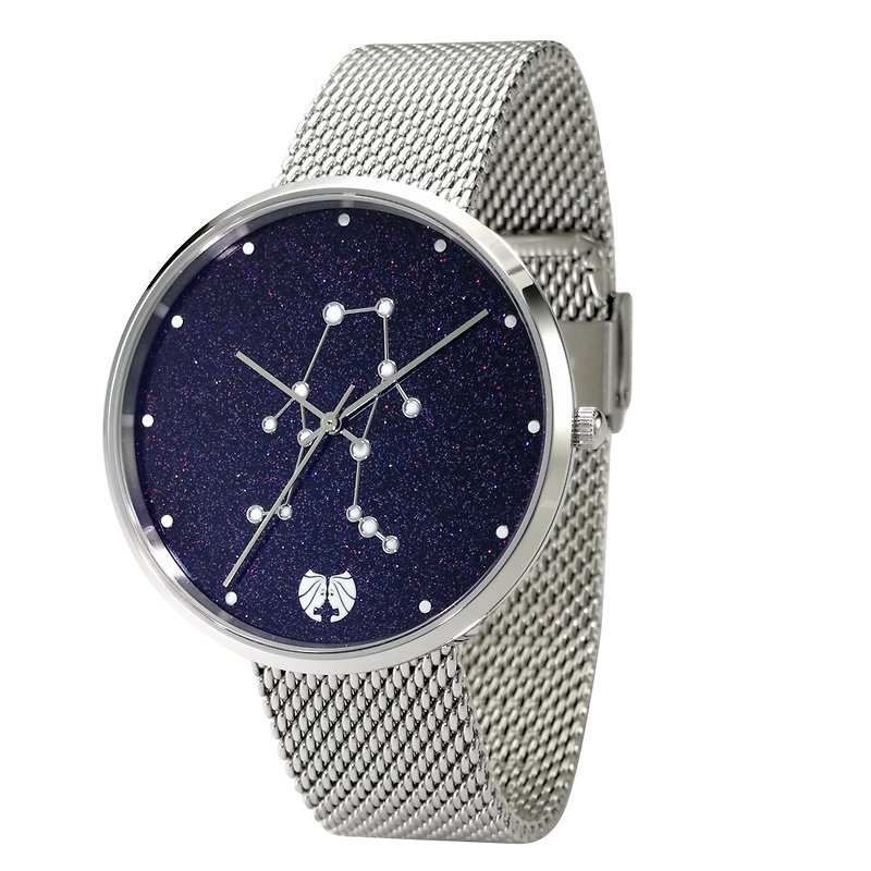 12 星座手表 (双子座) 夜光 全球包邮 - 男表/中性表 - 不锈钢 蓝色