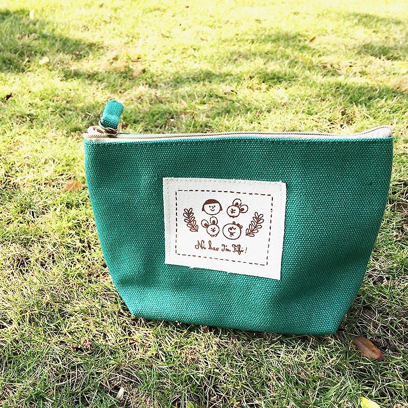 FiFi 棉帆布万用小包－绿色 - 化妆包/杂物包 - 棉．麻 绿色