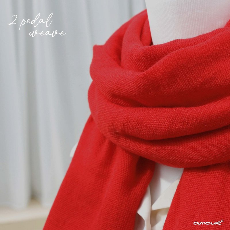 喀什米尔双踏板围巾 Cashmere scarf - 围巾/披肩 - 羊毛 红色
