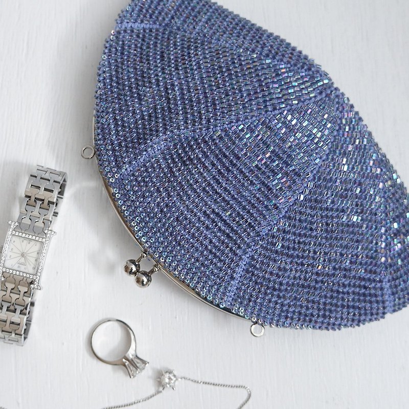 Ba-ba (m) Seed beads crochet petit bag No.2066 - 手提包/手提袋 - 其他材质 蓝色