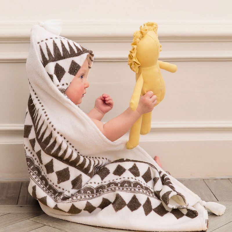 【瑞典ELODIE DETAILS】BABY 连帽浴巾 - Graphic Devotion - 毛巾浴巾 - 棉．麻 白色