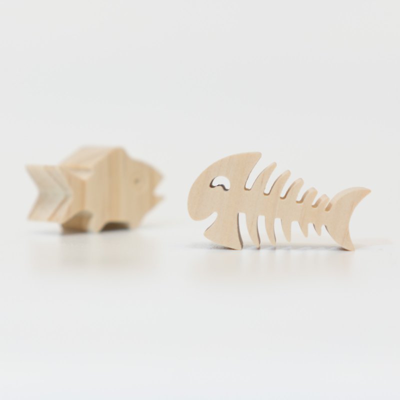 wagaZOO厚切造型积木 海洋系列－活鱼与死鱼 - 摆饰 - 木头 卡其色