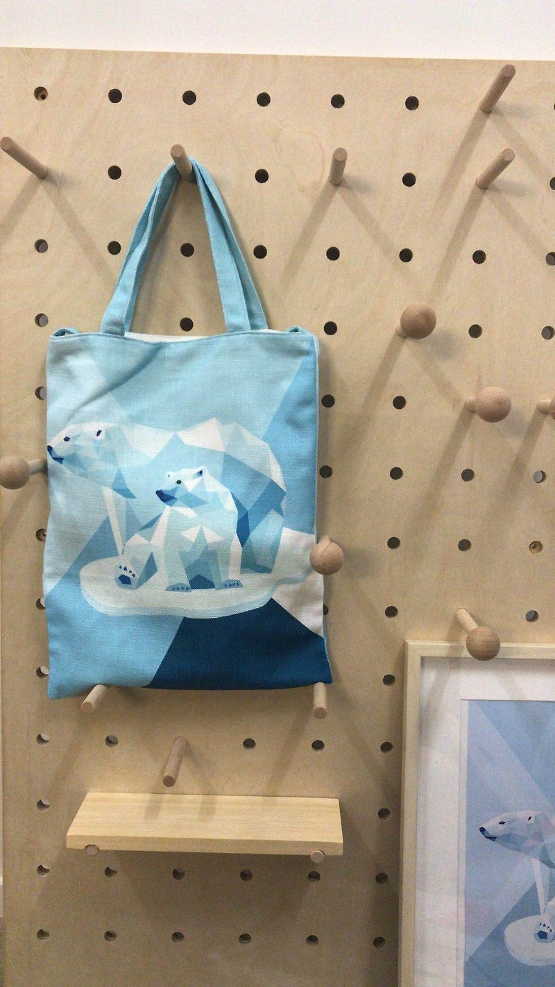 北极熊手提包/侧背袋 - 侧背包/斜挎包 - 棉．麻 蓝色