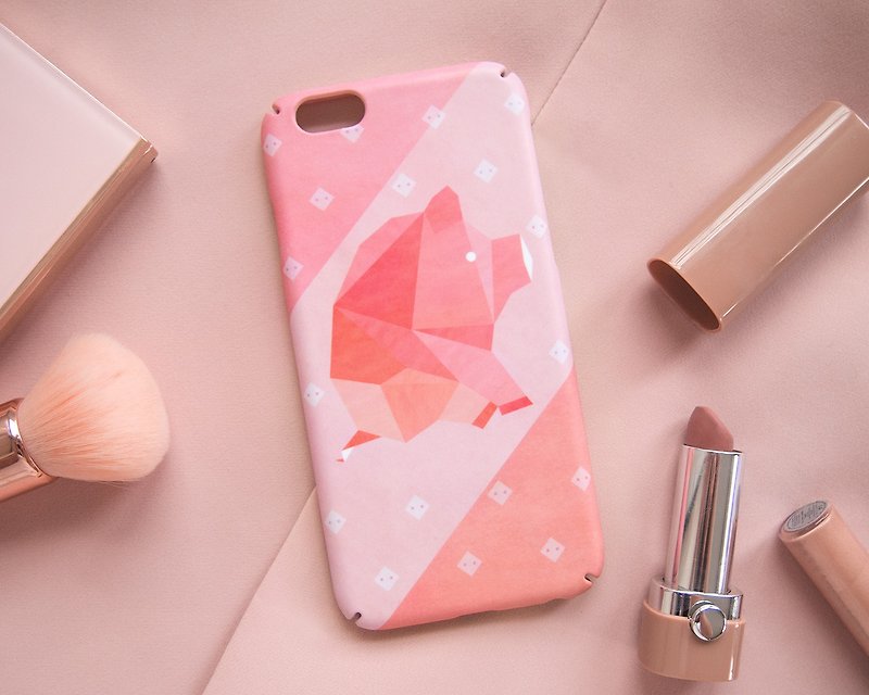 几何猪 iPhone 壳手机壳 เคสมือถือหมูชมพู - 手机壳/手机套 - 塑料 粉红色
