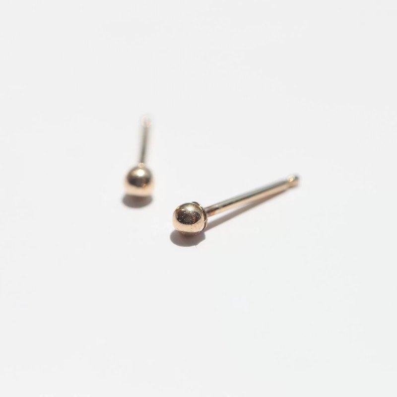 14K Gold Ball Earring 金球耳针耳环(一对) (2mm) - 耳环/耳夹 - 贵金属 金色