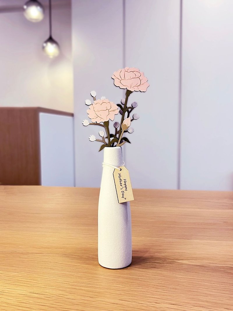 定制化木制康乃馨 玫瑰 花瓶  盆器 摆设 母亲节礼物 - 花瓶/陶器 - 木头 