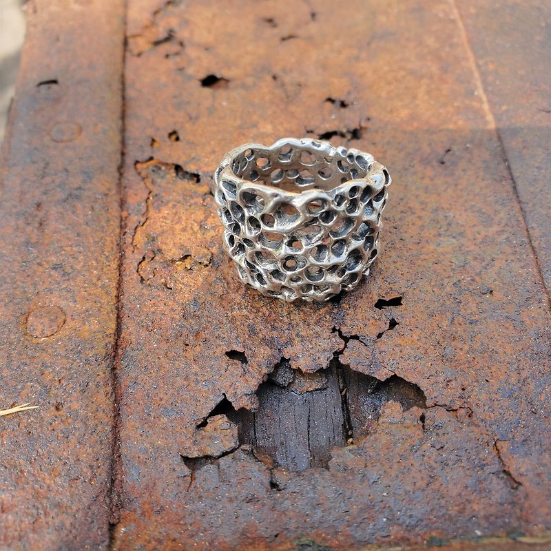 珊瑚岩 戒指 - 戒指 - 纯银 