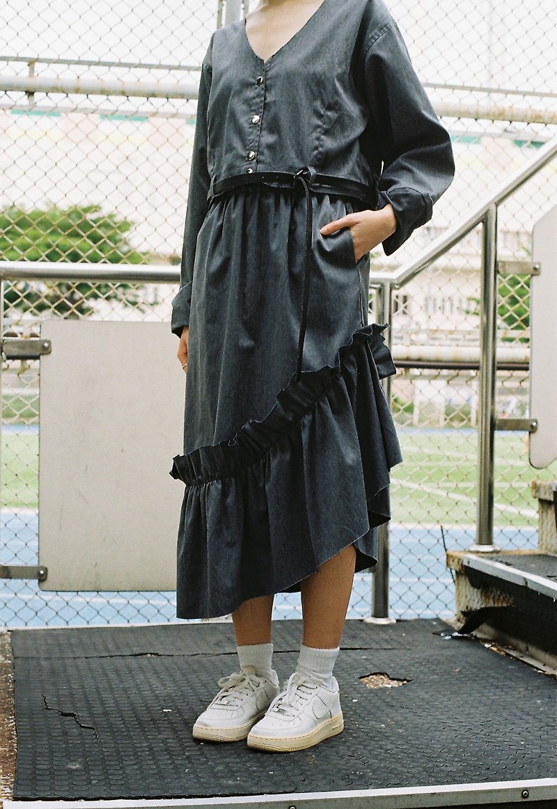 Señorita Skirt (Black Denim) - 裙子 - 棉．麻 黑色