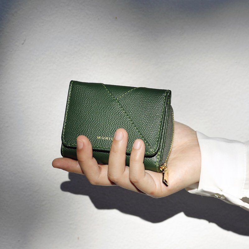 真皮短夹 Ellie Mini Wallet / 祖母绿色 Emerald Green - 皮夹/钱包 - 真皮 绿色