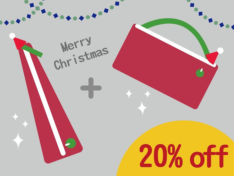 【缺一不可圣诞优惠组】皮革拉链万用包 + 圣诞树餐具袋 - 铅笔盒/笔袋 - 棉．麻 红色