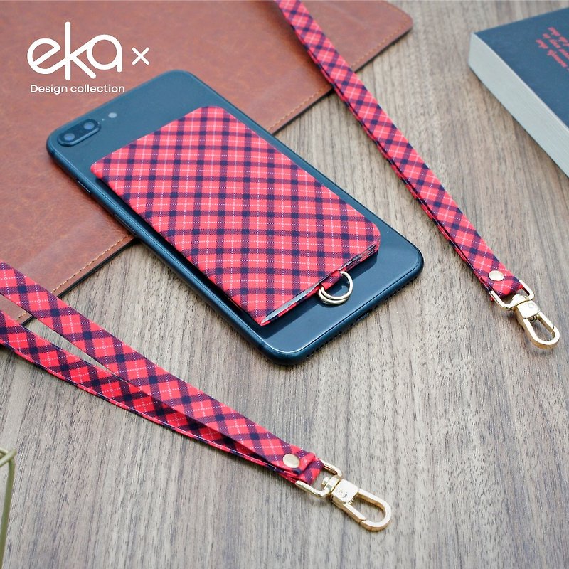 【ekax】手机背贴卡片夹/长颈绳/短手腕绳 - 证件套/卡套 - 其他人造纤维 