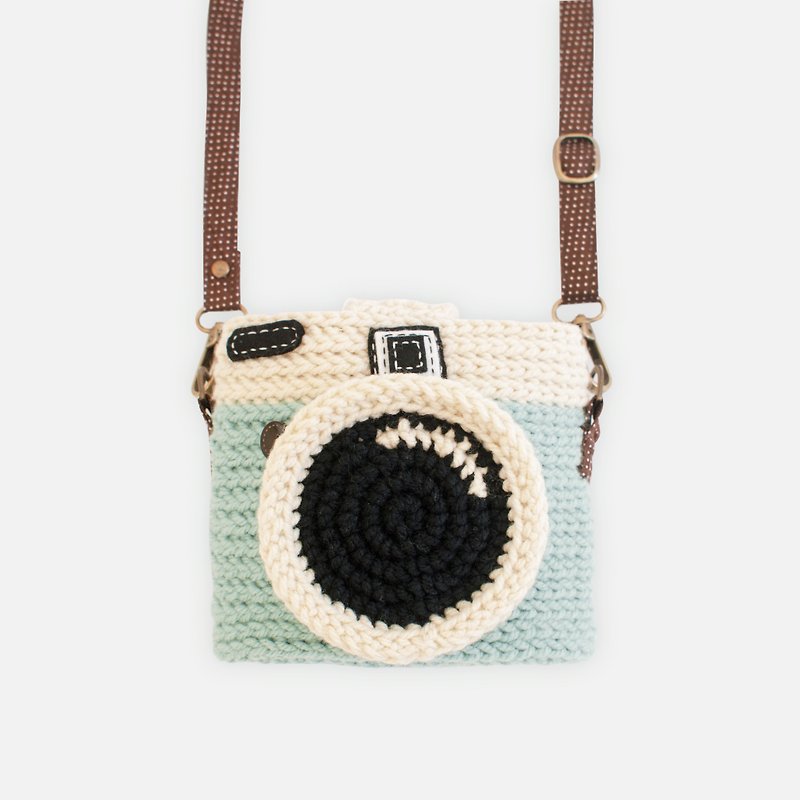 Fuji Instax Crochet Case - LOMO MINT | for Mini 25 / 50s / 8 / 90 / 70 / 26 / 9 - 相机 - 棉．麻 蓝色