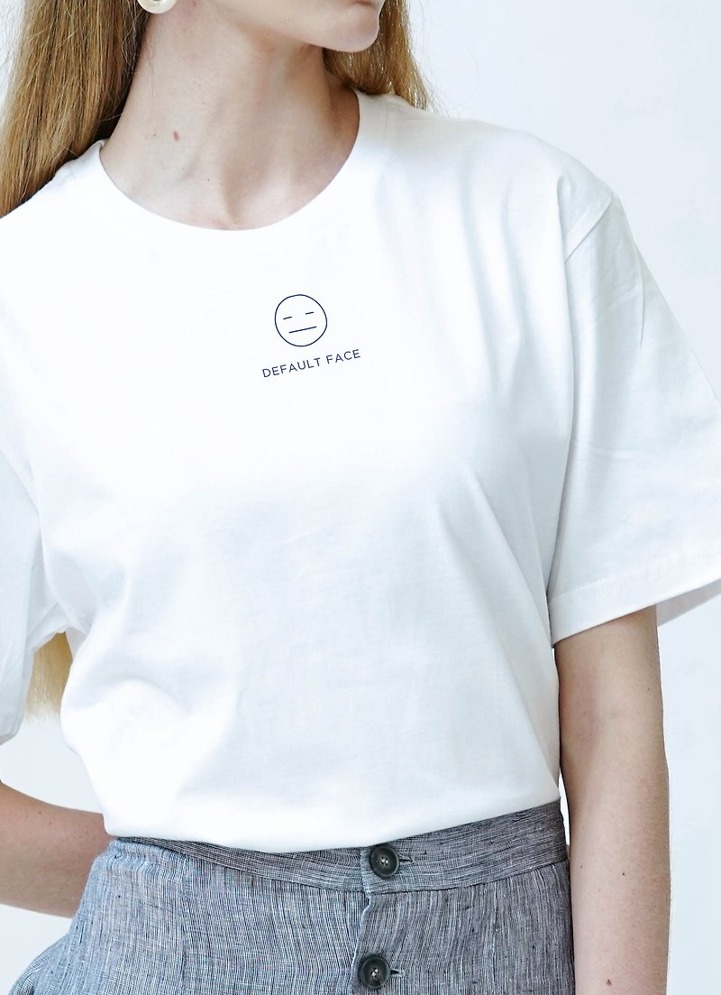 Default Face cotton T-shirt - 女装 T 恤 - 棉．麻 黑色
