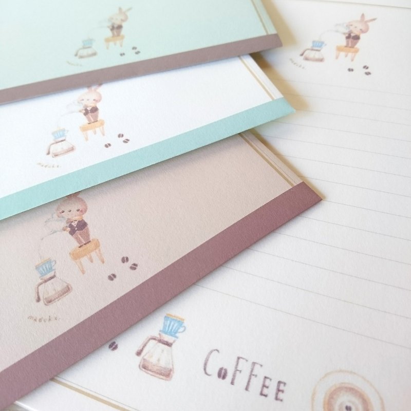 うさぎコーヒーレターセット - 信封/信纸 - 纸 咖啡色