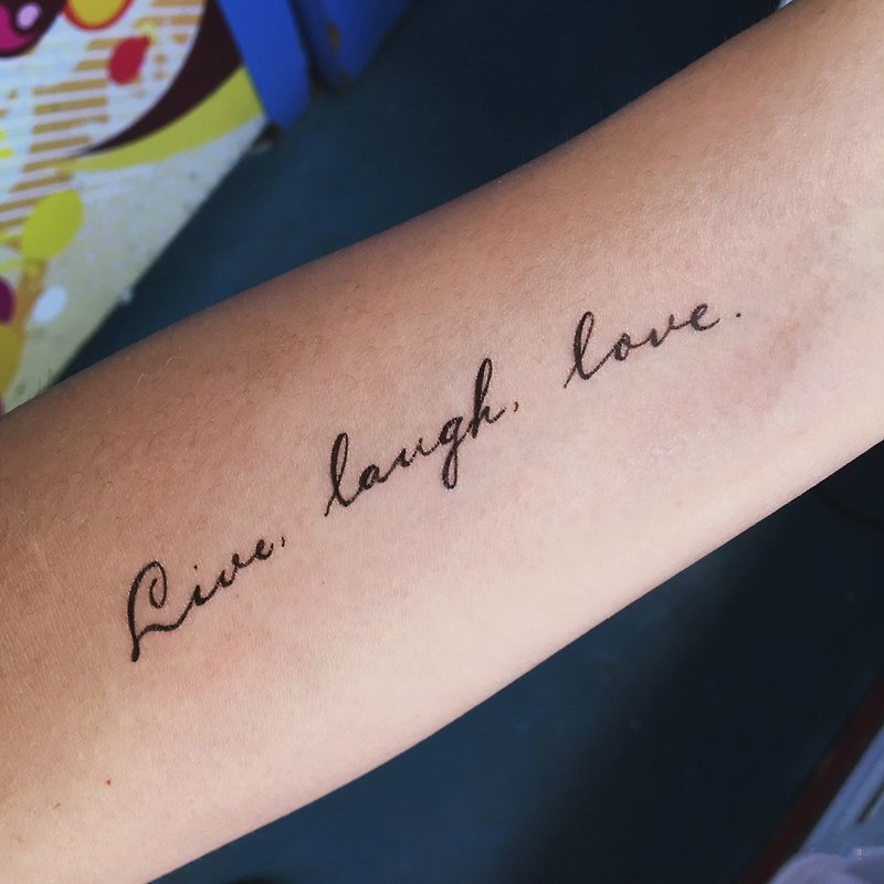 LAZY DUO英文字刺青纹身贴 夏天小清新快乐自由爱Live Laugh Love - 纹身贴 - 纸 黑色