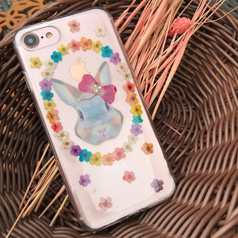iPhone 7 手机壳 Dry Pressed Flowers Case 押花 干燥花 小兔 彩色压花 002 - 手机壳/手机套 - 植物．花 多色
