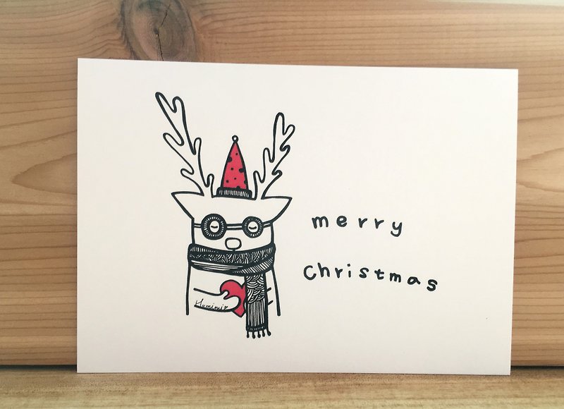 手写插画明信片- 圣诞麋鹿 - 卡片/明信片 - 纸 透明