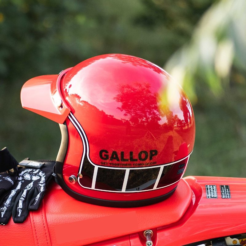 台湾制造 半罩式安全帽 #4-红色 MACH/马赫 复古设计款-共6色S~XL - 安全帽 - 其他材质 