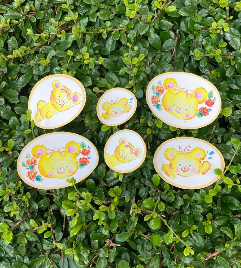 熊 防水贴纸 1包6个 - 贴纸 - 纸 黄色