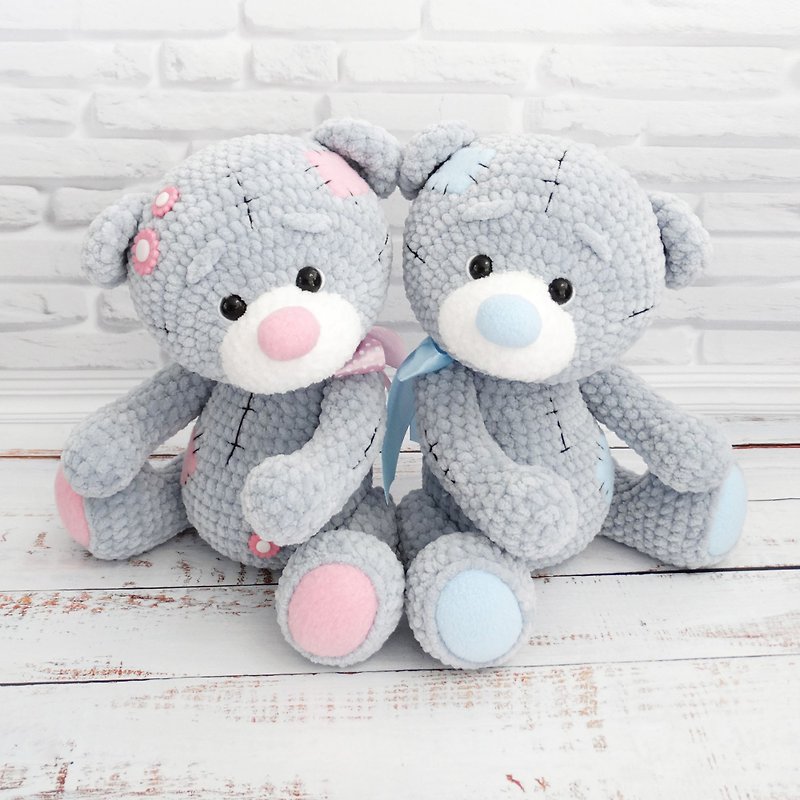 Plush Teddy Bear, Newborn child gift, Handmade toy - 玩具/玩偶 - 其他材质 灰色