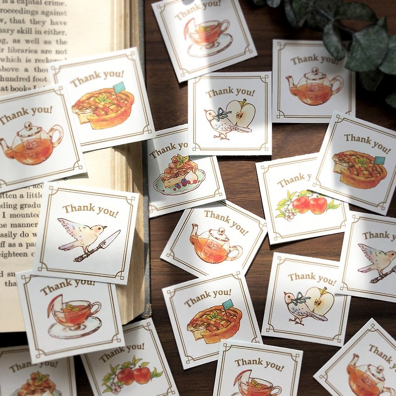 Thank you seal Applepie　りんごと紅茶のシール35枚入り - 贴纸 - 纸 红色
