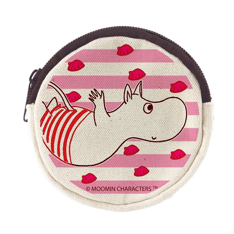 Moomin授权-圆形帆布零钱包 - 零钱包 - 棉．麻 红色