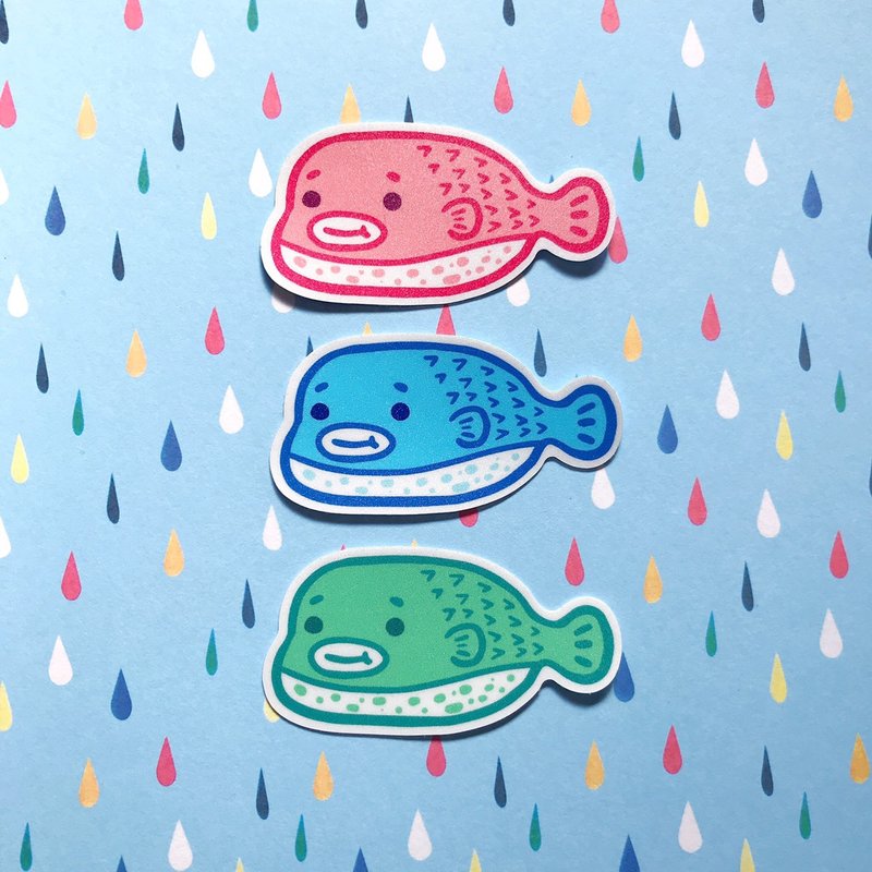 防水贴纸-胖胖河豚桑 - 贴纸 - 防水材质 橘色