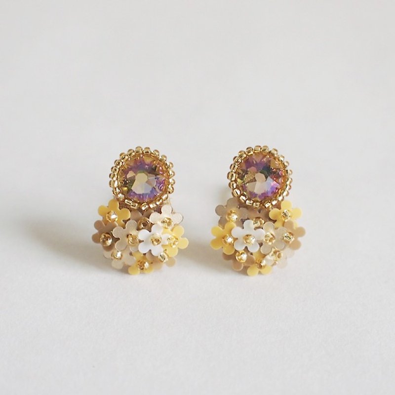 Earrings bijoux & bouquet yellow - 耳环/耳夹 - 玻璃 黄色
