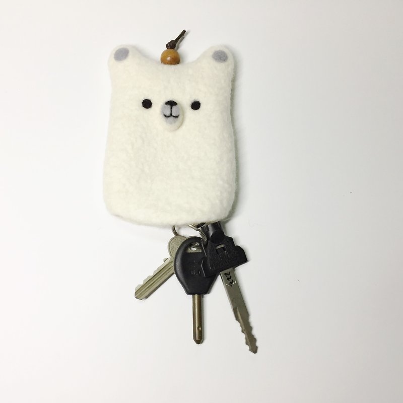 台湾黑熊 北极熊 棕熊 钥匙收纳包  交换礼物 台湾手工 - 钥匙链/钥匙包 - 羊毛 黑色