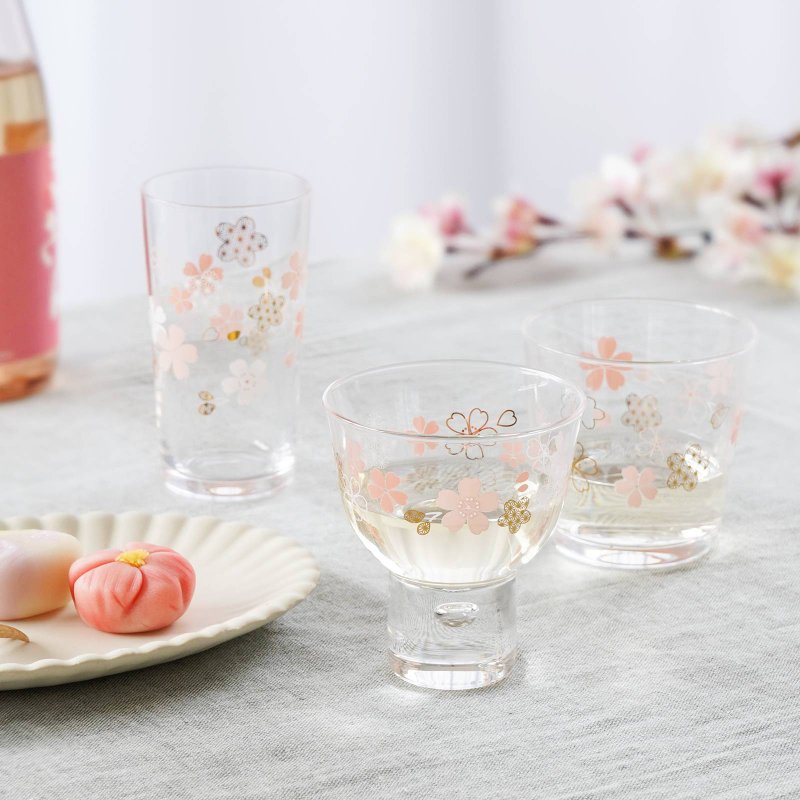 和紋　桜柄　WAMON Sakura Pattern - 酒杯/酒器 - 玻璃 透明