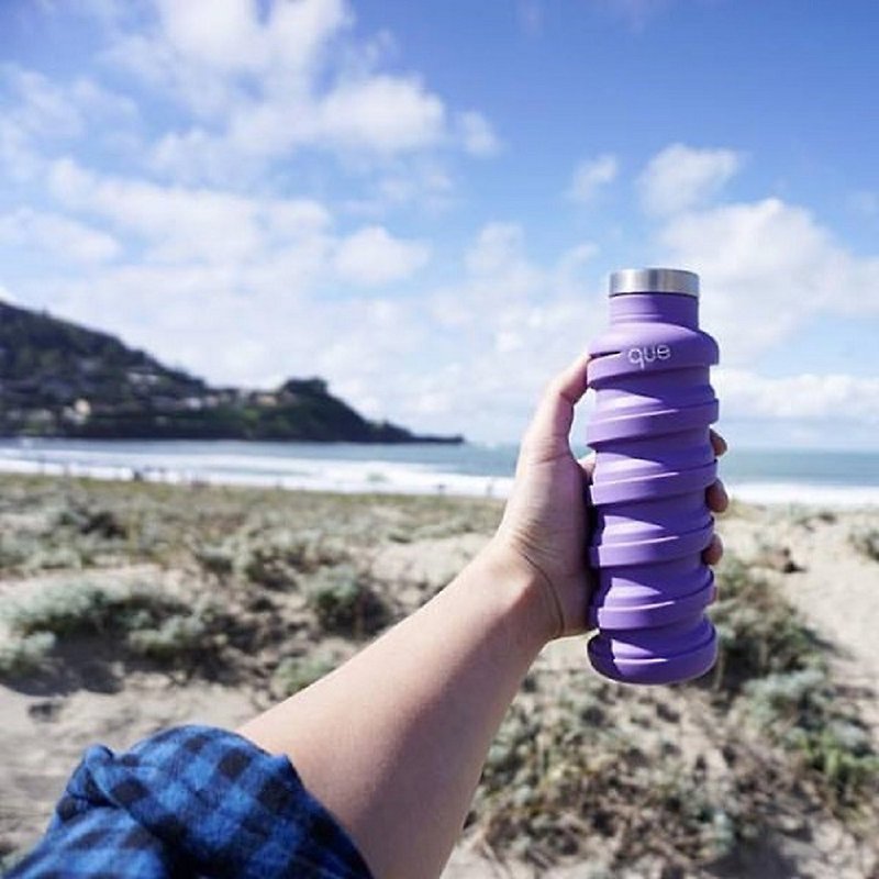 que 环保伸缩水瓶 紫色 600ml 食品级硅胶随行杯 - 水壶/水瓶 - 硅胶 紫色