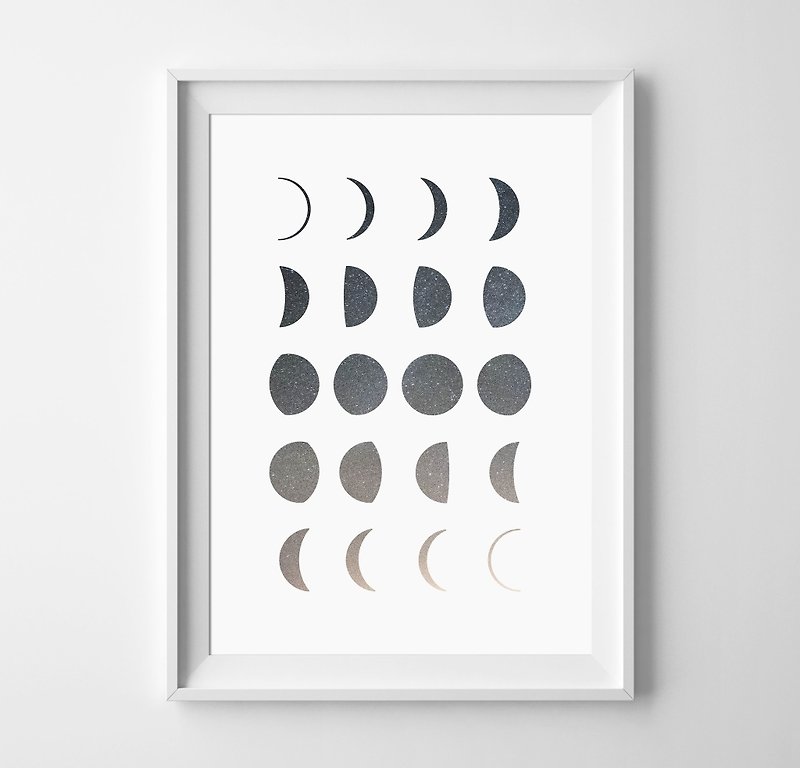 Moon phases(3) 可定制化 挂画 海报 - 墙贴/壁贴 - 纸 