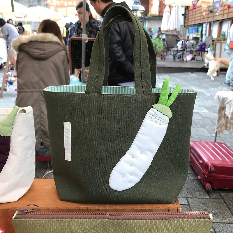 白萝卜手提袋 - 手提包/手提袋 - 棉．麻 绿色