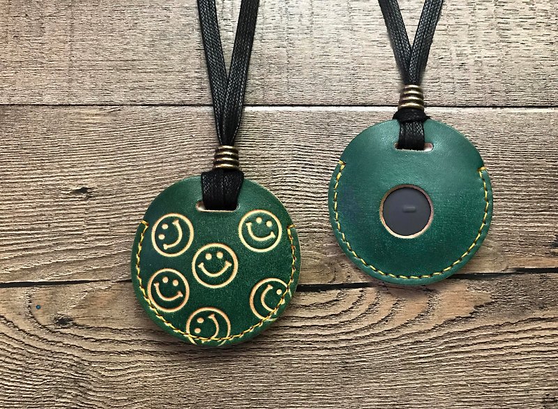 POPO- gogoro-微笑-钥匙圈皮套-森林绿 - 钥匙链/钥匙包 - 真皮 绿色