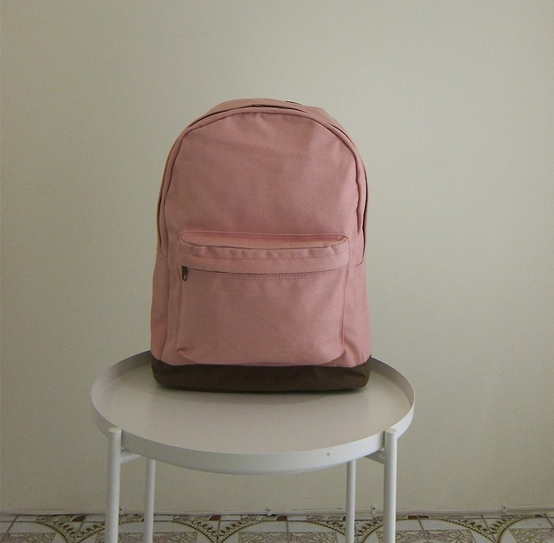 Goody Bag-限定版帆布后背包-大(樱花粉/可可) 包邮 - 后背包/双肩包 - 棉．麻 粉红色
