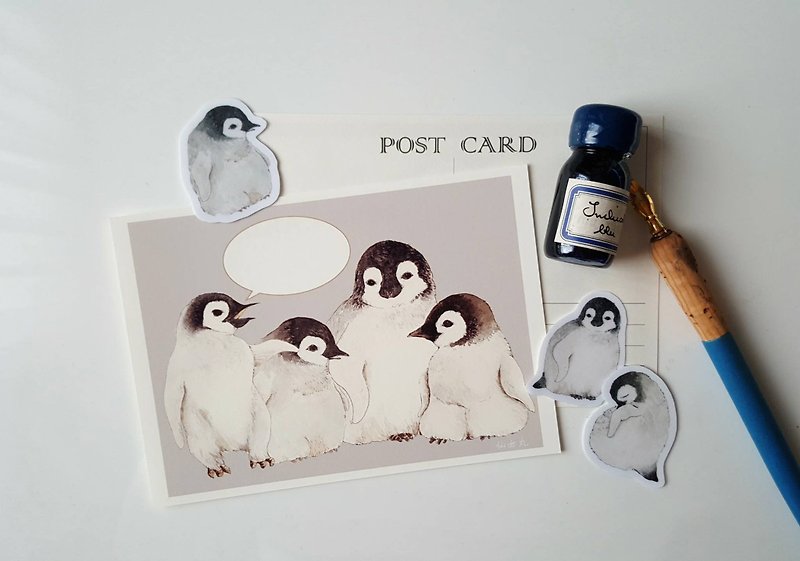 企鹅宝宝手绘明信片 - 卡片/明信片 - 纸 