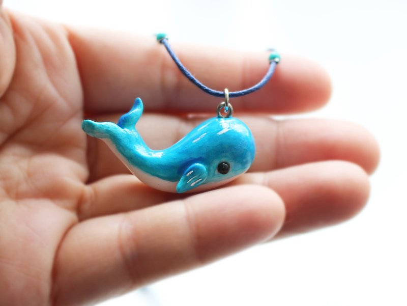 鲸鱼手工项链 I 第四十八个故事 海洋之心 - 项链 - 陶 蓝色