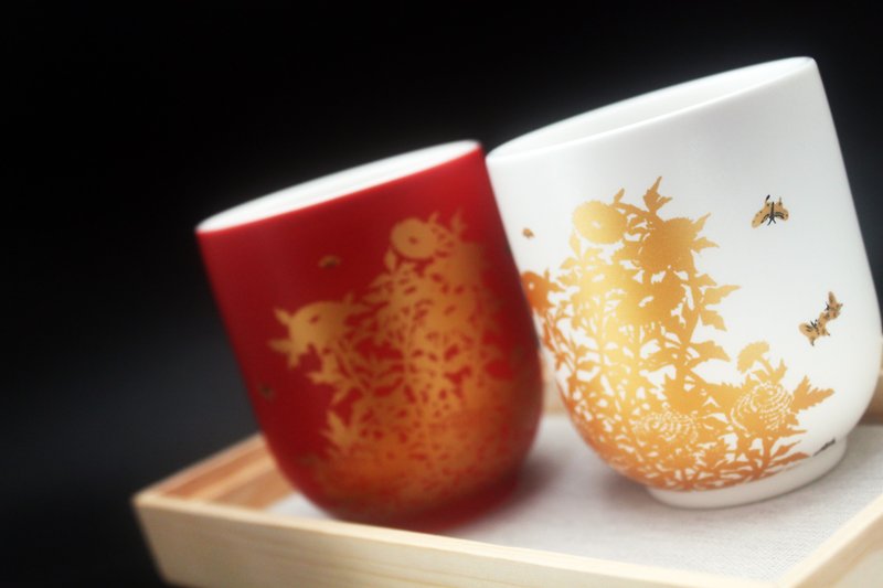 常玉 灿若繁华 华贵双杯 |茶杯|陶瓷|历史博物馆|木盒礼盒|摆饰 - 杯子 - 瓷 多色