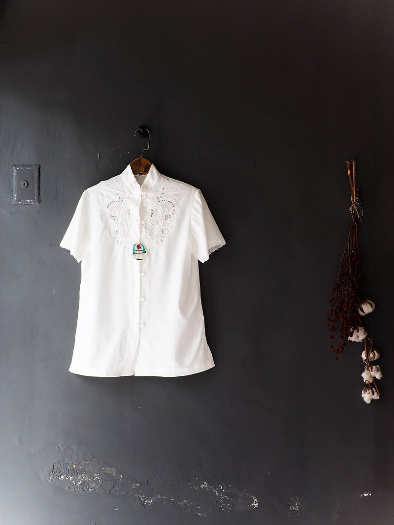 河水山 - 德岛东方典雅气质女人 古董丝质衬衫上衣 shirt oversize vintage - 女装衬衫 - 聚酯纤维 白色