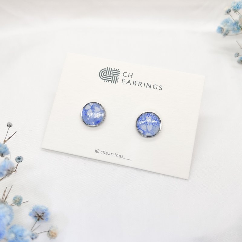 Chearrings | 日本和纸 树脂 圆形耳钉 - 耳环/耳夹 - 纸 红色