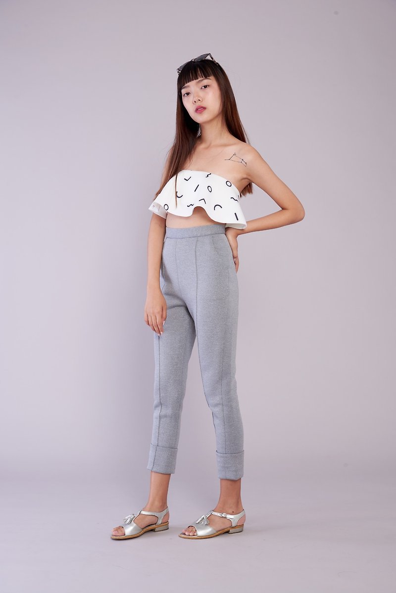 ( SIZE M ) Neoprene Fabric Trousers - 女装长裤 - 其他材质 灰色