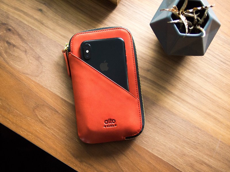 Alto 皮革手机收纳包 - 砖红【可加购定制文字雷雕】皮革保护套 - 手拿包 - 真皮 红色