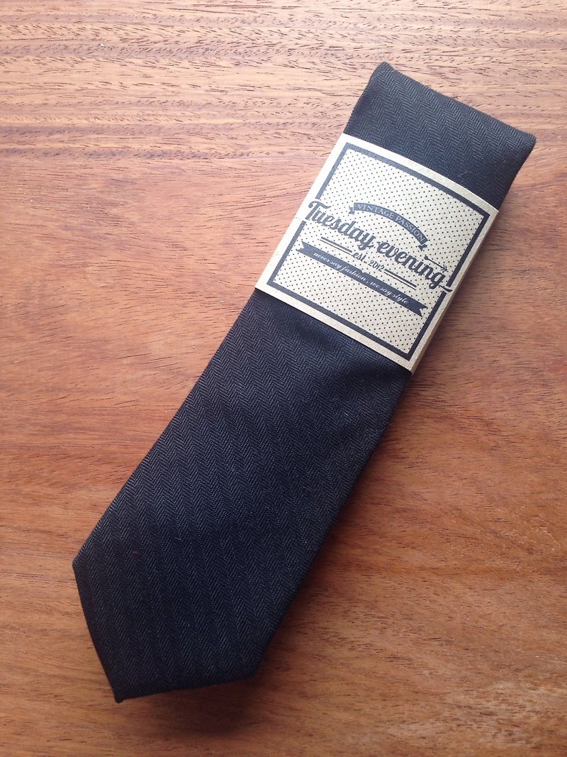 Neck Tie Noir - 领带/领带夹 - 棉．麻 黑色