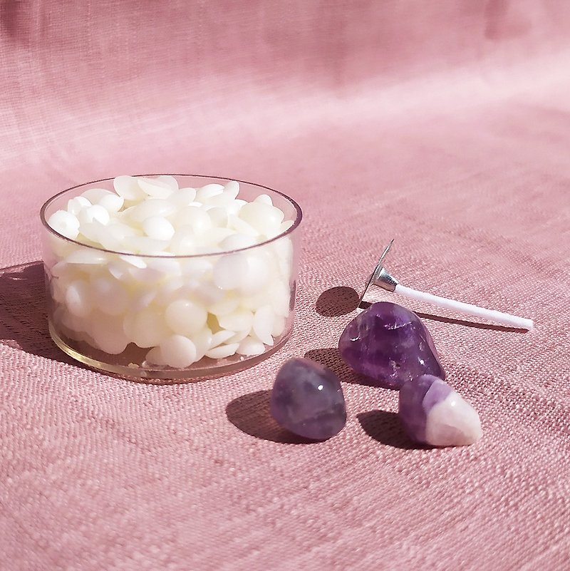 【手作材料包】紫水晶 - 天然大豆香氛圆形蜡烛 - 蜡烛/香氛/手工皂 - 蜡 紫色