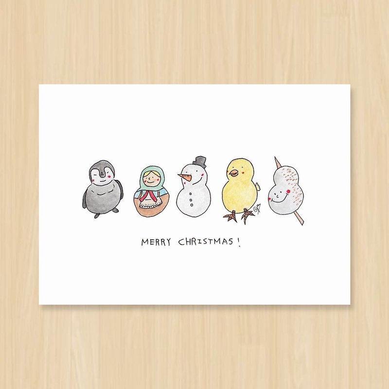 【 圣诞快乐雪人 】/ 圣诞节 / 句点明信片 - 卡片/明信片 - 纸 白色
