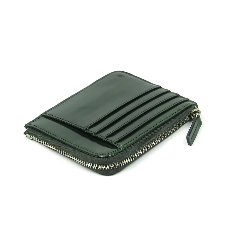 Card zip purse /Moss GREEN - 皮夹/钱包 - 真皮 绿色