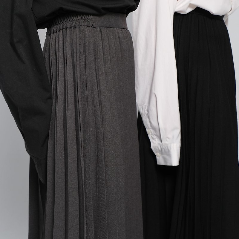 【浮生若梦】高腰百折长裙 / 黑 - 裙子 - 聚酯纤维 黑色