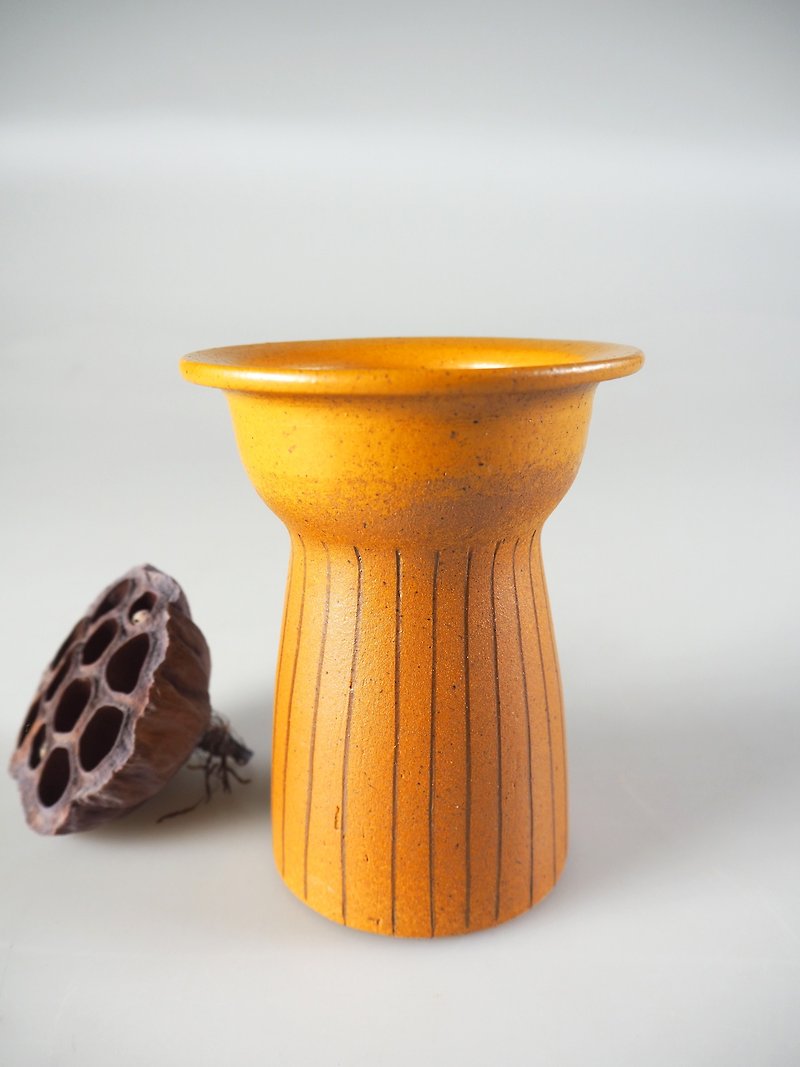 橘色直条纹 | 花器 - 花瓶/陶器 - 陶 橘色