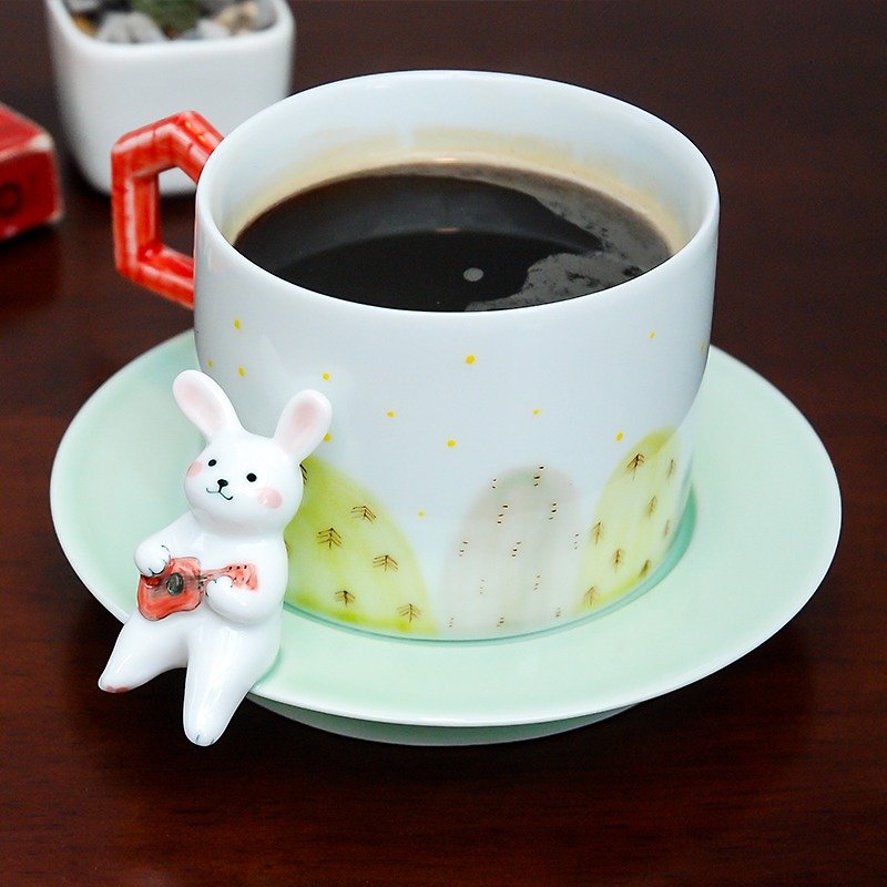 三浅陶社 原创设计小兔叽情侣咖啡杯 创意手工送朋友生日结婚礼物 - 咖啡杯/马克杯 - 瓷 