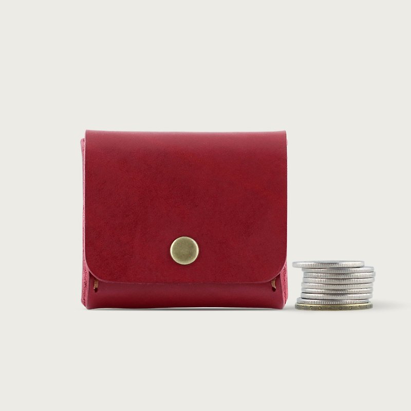 方块零钱包 / 置物盒 -- 酒红色 - 零钱包 - 真皮 红色